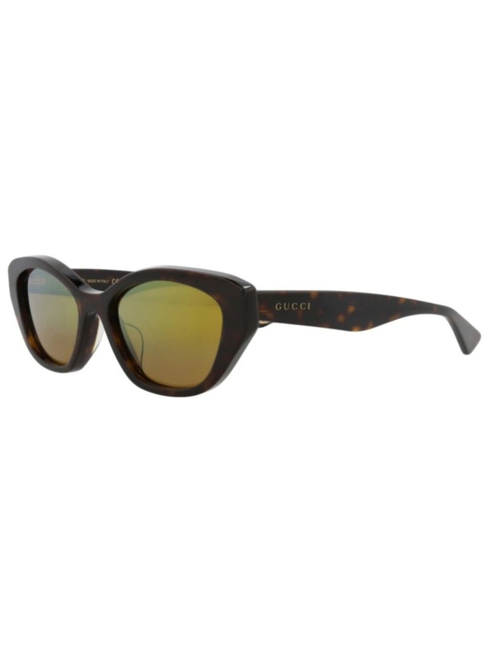 New Gucci Women's Sunglasses Cat Eye Recycled Acetate Frame Havana Havana Gold
